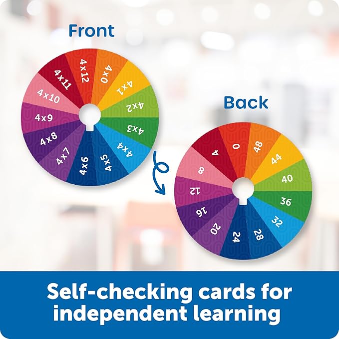 Learning Resources Skill Builders! Multiplication Quiz Wheel, Math Fidget Toy, Number Flash Cards, Math Fidget Spinner, Ages 6+, 15 Pieces