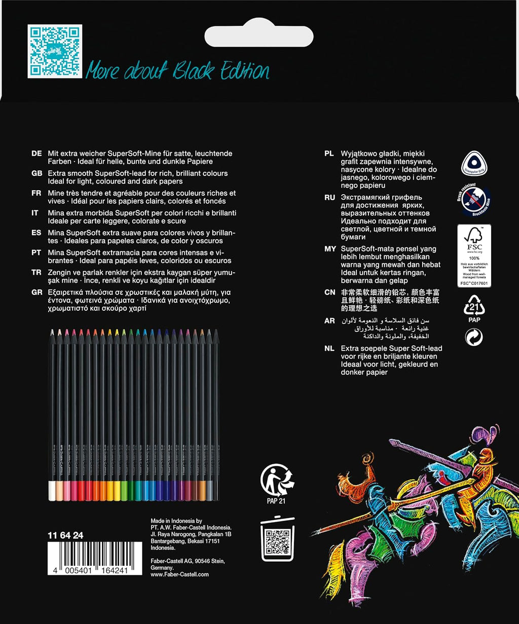 Faber-Castell Black Edition Colored Pencils: 24 Classic