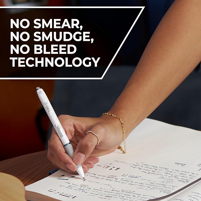 SHARPIE S-Gel Pens, Pearl White Body, Medium Point (0.7mm), Gel Pens for Journaling and Coloring, Updated Classic Color Assortment, 4 Count