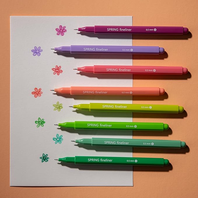 DIVERSEBEE Fine Tip Pens, 8 Bible Pens No Bleed Through, Assorted Fine Point Pens for Journaling, 0.5mm Fineliner Markers, Bible Study Journaling Supplies, Bible Accessories (Spring)