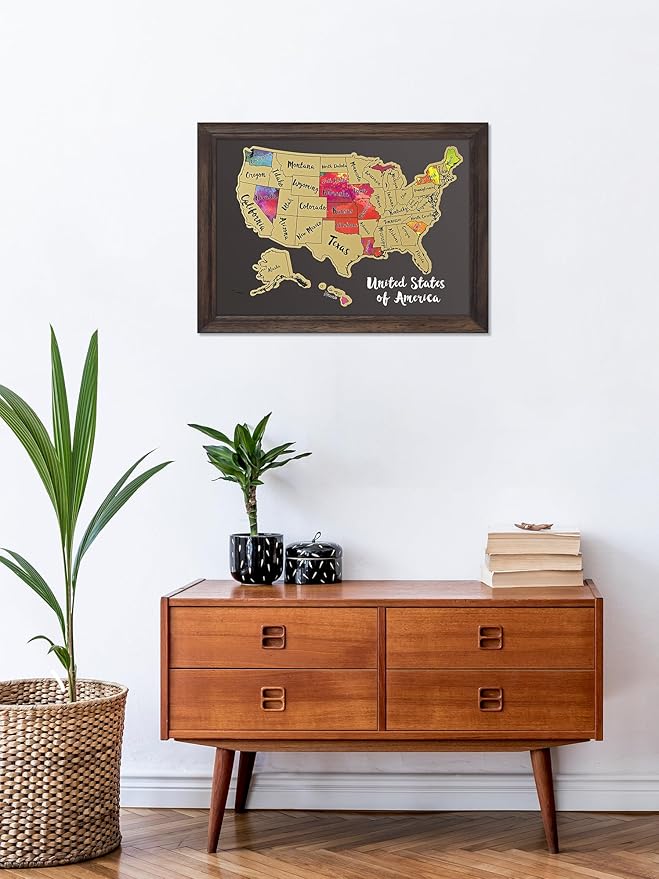 JARLINK Scratch Off USA Map Poster, 12x17 inches United States Map with Unique Accessories Set, Personalized Travel Poster, Gift for Travelers