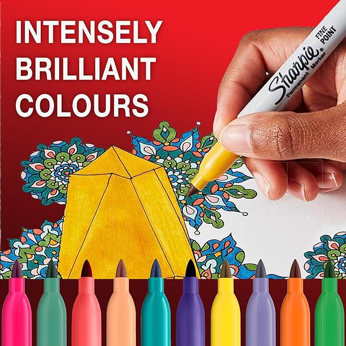 Sharpie Permanent Markers | Fine Point | Assorted Fun Colours | 18 Count