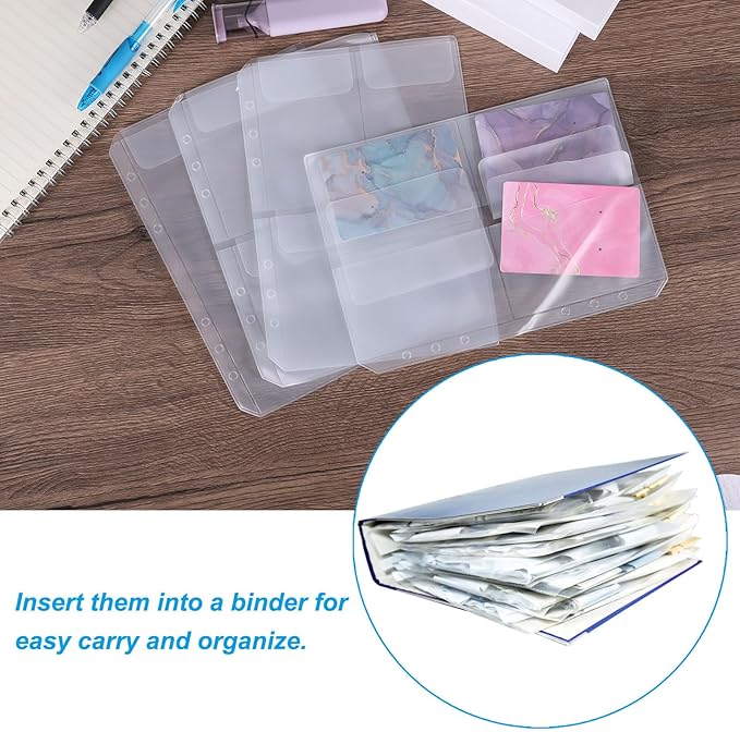 PATIKIL A5 Binder 2 Pockets, 12 Pack PVC Zipper 6 Holes Binder Pouch Folders Document Waterproof Filing Storage Loose Leaf Bags for 6-Ring Notebook Binder, Clear