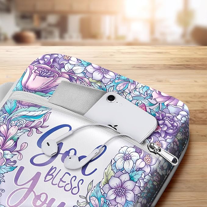 Flowers Bible Cover With Handle, Carrying Case For Bible Study, Study Bible Case, Bible Bags Colorful Butterfly, Gifts for Christmas Christian