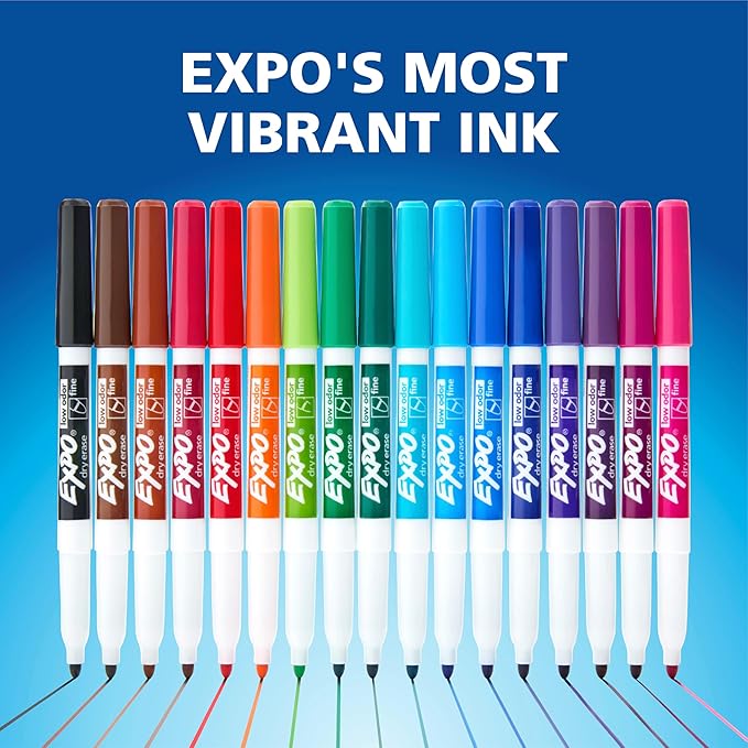 EXPO Low Odor Dry-Erase Marker - Fine Tip - Pack of 12 - Blue