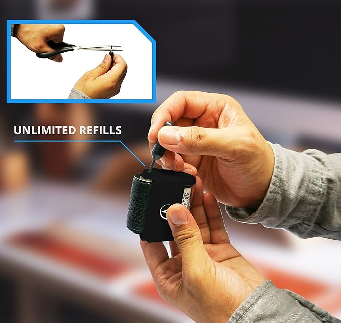 Identity Theft Protection Roller Stamps Wide Kit - Confidential Roller Stamp, Anti Theft, Privacy & Security Stamp, Designed for ID Blackout Security - Classy Black with 3 Refills