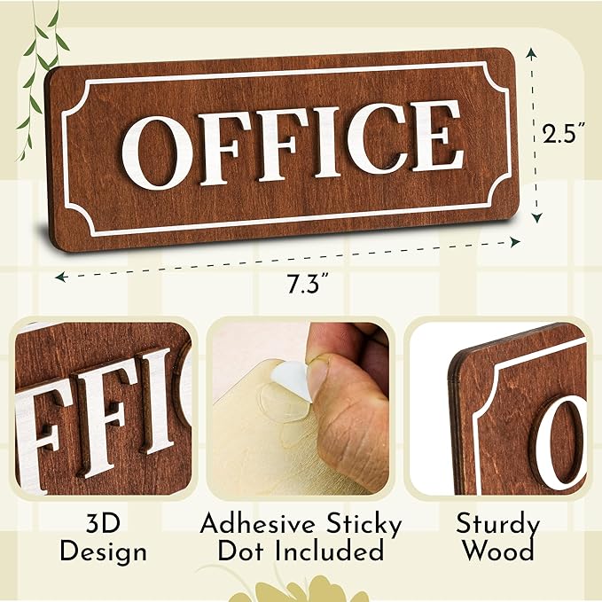 Office Sign For Door - Work Office Door Sign Decorative, Wood Hanging Sign For Office Door Decor, Office Signs For Wall