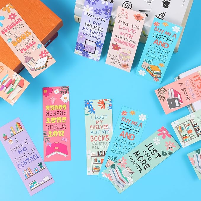 LiYiQ 100 Pcs Book Lovers Bookmarks Double-Sided Bookmark Page Markers Book Markers Set for Kids Reading Bookmarks Gift for Women