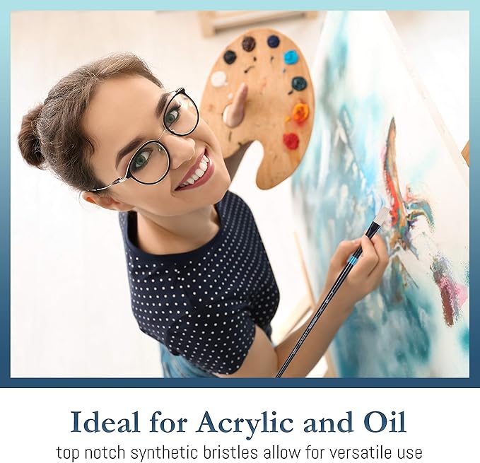 Princeton Aspen 6500 5pc Professional Paint Brushes - Princeton Acrylic Brushes - Synthetic Oil Painting Brush for Oil Acrylic & Gouache - Filbert Striper Flat & Round Set of Art Brush