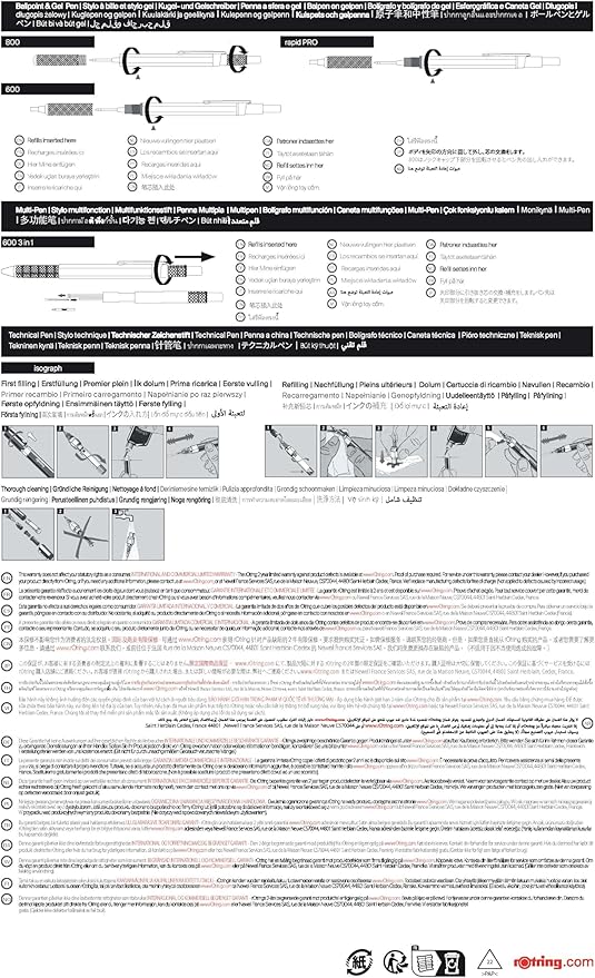 rOtring 600 Ballpoint Pen, Medium Point, Black Ink, Silver Barrel, Refillable