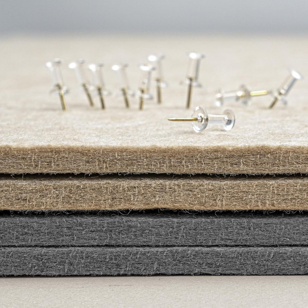 Bulletin Board, 24 x 18 inches Felt Board Decorative Pin Board, Cork Board Alternative for Wall, Foldable Photo Board Self-Adhesive Vision Board Mood Board with 20 Pushpins - Gray