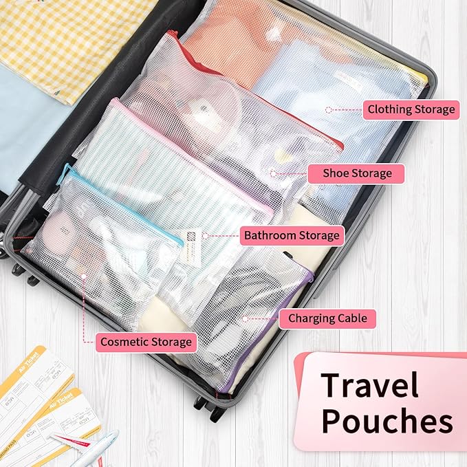 Umriox Zipper Pencil Pouches, 9.2 x 4.7 in (12 Colors, 12 Pack), Pencil Pouches Bulk, Clear Pencil Pouch for Office Supplies Cosmetics Travel Accessories