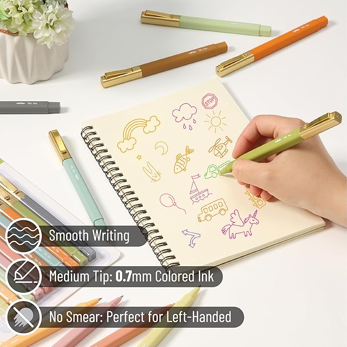 Mr. Pen- Aesthetic Pens, 10 Pack, Assorted Colors, Fast Dry, No Smear Bible Pens No Bleed Through, 0.7mm Fine Point Pen, Ballpoint Pens Ballpoint, Fine Tip Pens for Note Taking, Pens Aesthetic