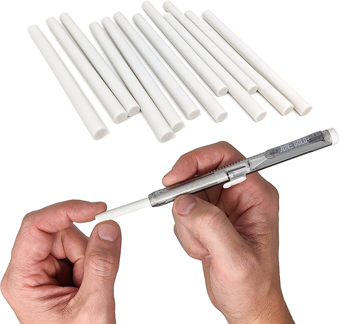 June Gold 4 Pack of Retractable Mechanical Pen Erasers - Latex-Free, White Vinyl, & Precision Erasing