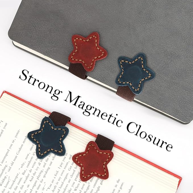 2pcs Magnetic Leather Bookmarks, Handmade Magnet Bookmark Clips, Suitable for Women, Men, Students,Teachers and Other Reading Enthusiasts, Gifts Set for Book Lovers