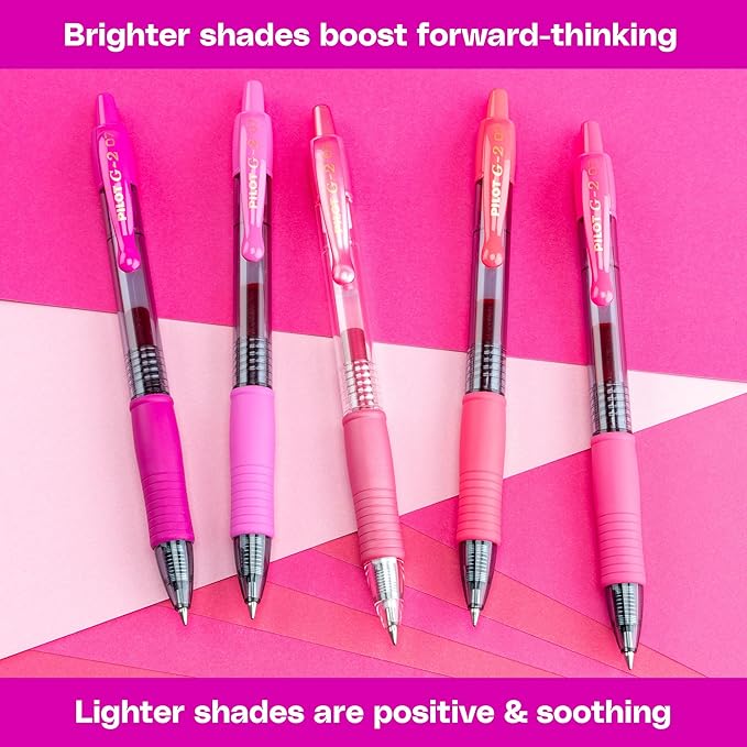 Pilot, G2 Premium Gel Roller Pens, G2 Boost Pink Pack, The Colors of Optimism, 8 Pack Pouch, Fine Point 0.7 mm, Assorted