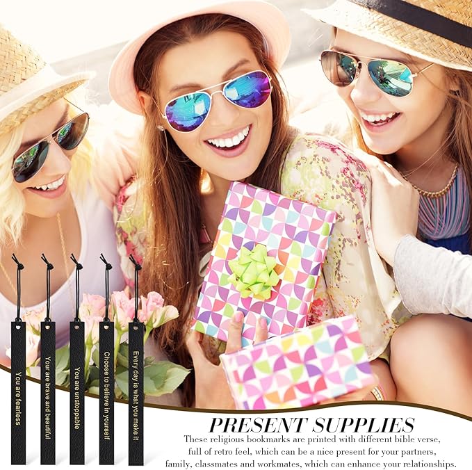 Roowest 20 Pcs Inspirational Book Markers Christmas Gifts PU Leather Bookmark Inspirational Leather Bookmark Motivational Quotes Gifts for Reading 20 Styles