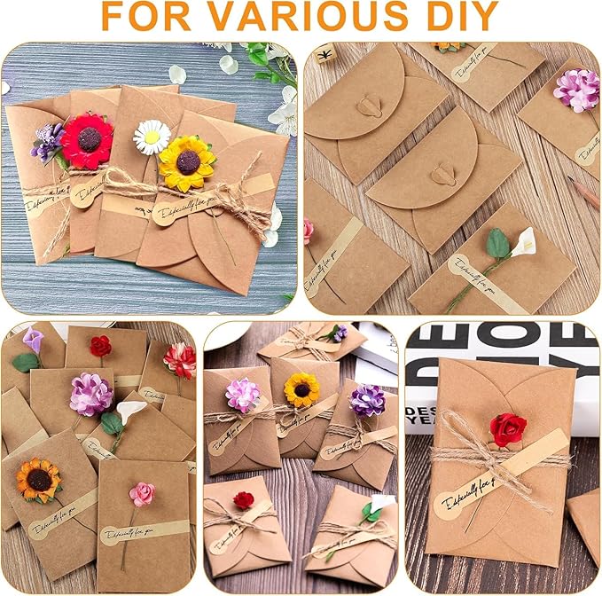 40 Pack Mini Envelopes with Heart Shaped Clasp, Small Kraft Paper Envelopes with Love You Card Cards with Blank Cards for Business Card for Gift Cards Weddings Party Favors (4.1 x 2.8 inch)