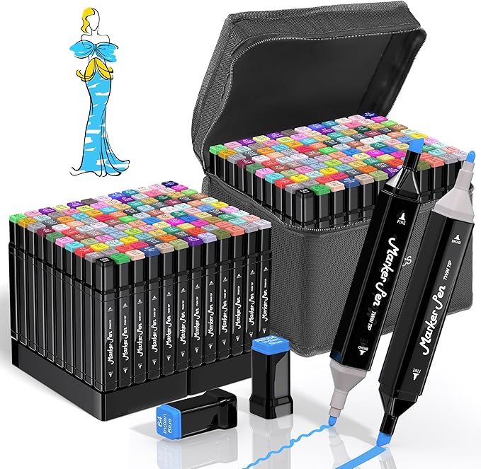 Alcohol Markers, 120 Colors Dual Tip Art Markers, Drawing & Coloring for Kids & Adults