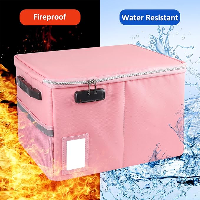 Fireproof File Cabinet with Lock, Fireproof Document Organizer Collapsible File Box Filing Cabinet with Handle for Letter Legal Folder Certifications