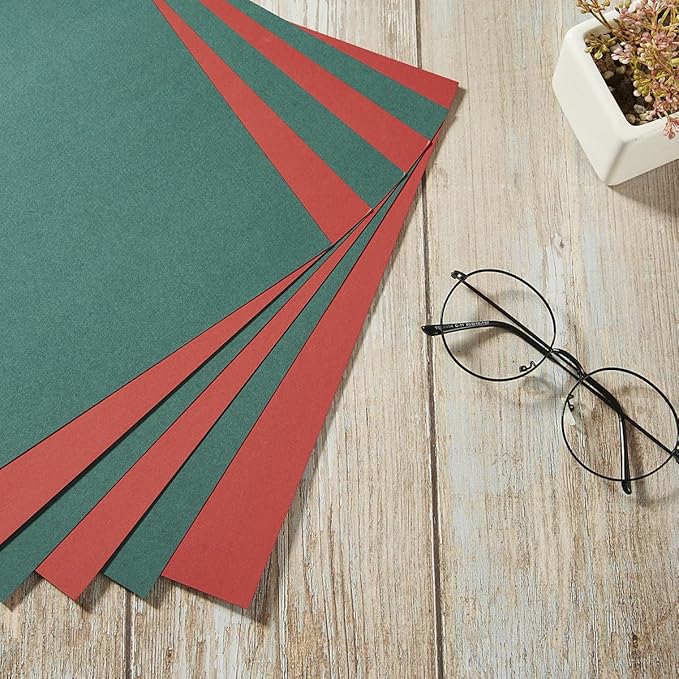30 sheets Cardstock Paper 8 1/2 x 11 Inches for Crafts and Invitations (Christmas Green Red)