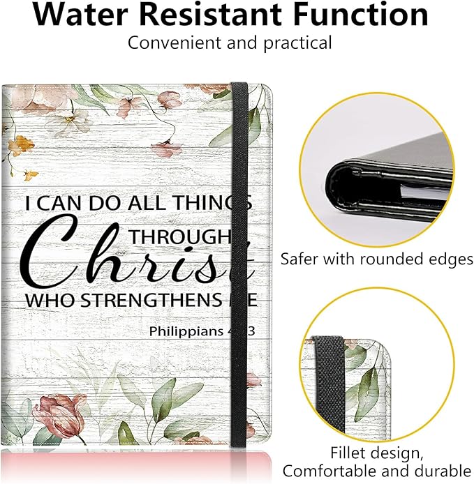 Bible Philippians 4:13 PU Leather Padfolio Clipboard Notepad with Pen Loop and Elastic Strap Interview/Resume Document Organizer for Business School Office