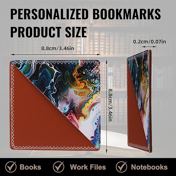 4 Pieces Leather Bookmarks, Cute Book Accessories for Reading Lovers, Page Markers for Women Men Kids Students Teachers Retirement Birthday Gift (Marble Print)