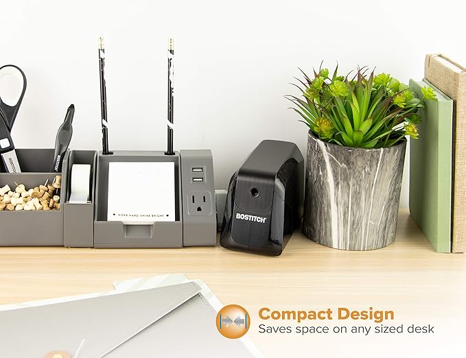 Bostitch Office Battery Pencil Sharpener, 4X Longer Cutter Life, Tip Saver Technology, Black (BPS4-BLK)