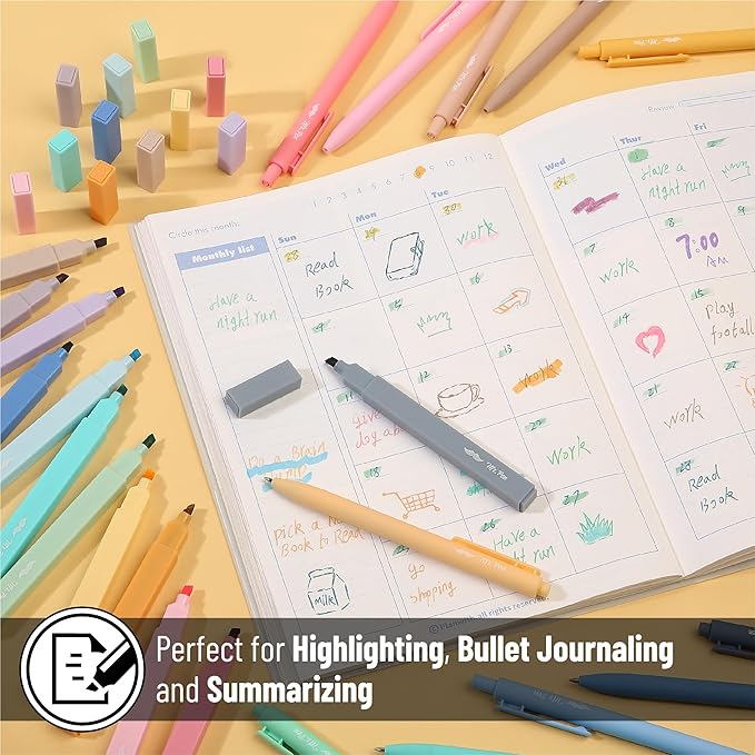 Mr. Pen Aesthetic Highlighters and Gel Pens, 24 Pack, Assorted Colors Bible Highlighters, No Bleed