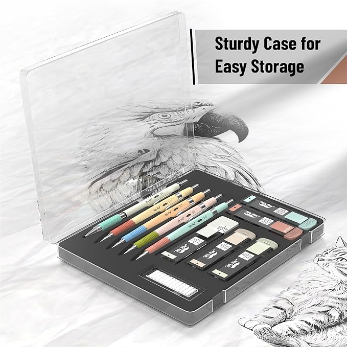 Mr. Pen- Mechanical Pencil Set, 5 Sizes, 0.3, 0.5, 0.7, 0.9, 2mm, Anti Skidding Grip Cute Mechanical Pencils, Sketching Pencils, Aesthetic Mechanical Pencils, Pastel Mechanical Pencils