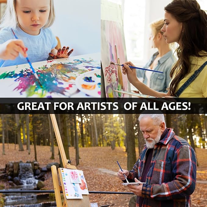 Paint Brushes Set, 20PCS Painting Brushes Different Types of Brushes for Acylic Paint, Watercolor, Oil, Paint Brushes Bulk for Nail, Face Art, Craft, Rock Painting and School Project