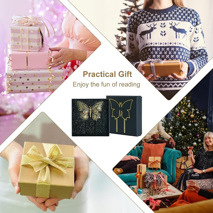 LOVME Vintage Book Clips Butterfly, Page Holder Journal Clips to Hold Journal Open While Writing and Free Your Hands, Metal Book Clip, Gifts for Book Lovers, Readers, Writers