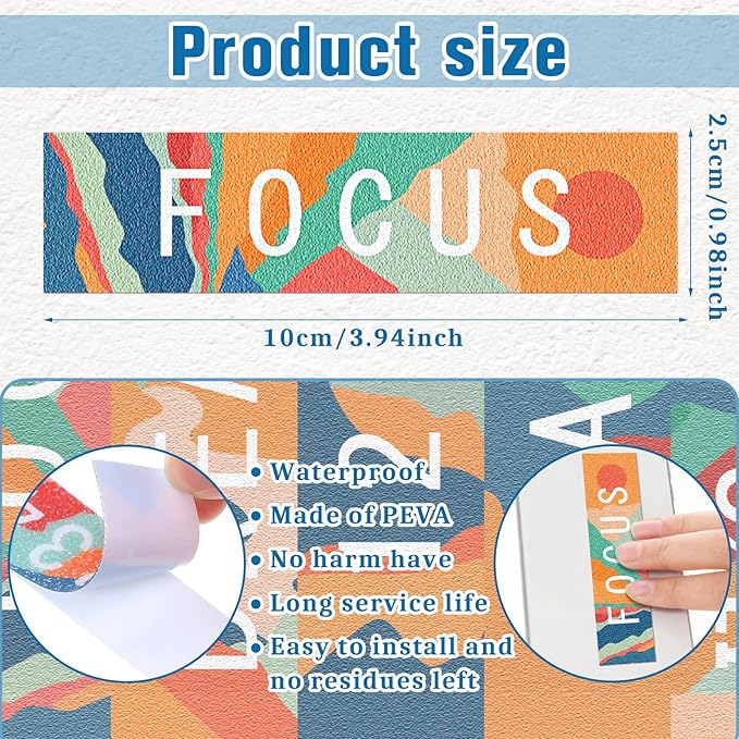 80 Pcs Anxiety Sensory Stickers with Inspirational Quotes Calm Textured Strips Relief Mental Health Stickers School Office Adhesive Sensory Tape Anti Stress Toys for Adults Teens (Stylish)