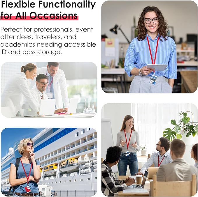 10 Pack Lanyards for ID Badges, Cruise Ship Cards, Keys, Keychain, Long-lasting Neck lanyard Strap with Clasp, Cruise Badge Key Lanyards for Men, Women, Teachers, Kids (Red)