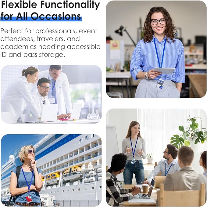 10 Pack Lanyards for ID Badges, Cruise Ship Cards, Keys, Keychain, Long-lasting Neck lanyard Strap with Clasp, Cruise Badge Key Lanyards for Men, Women, Teachers, Kids (Bright Blue)