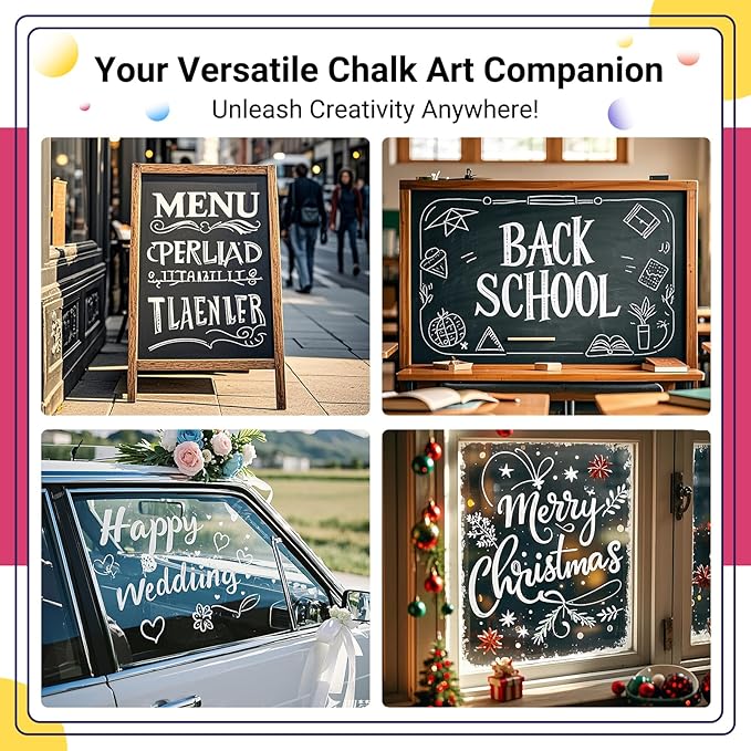 KERIFI Car Window Markers for Glass Washable, 10mm Jumbo White Liquid Chalk Markers for Holiday Wedding Decorations, Dry & Wet Erasable Bold Chalk Paint Pens for Chalkboard Blackboard Mirror, 3 Count