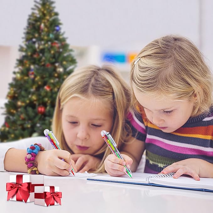 IHPUKIDI 24 Pack 0.5mm 6-in-1 Multicolor Ballpoint Pen, 6 Color Transparent Barrel Retractable Ballpoint Pens for Office School Supplies Students Gift