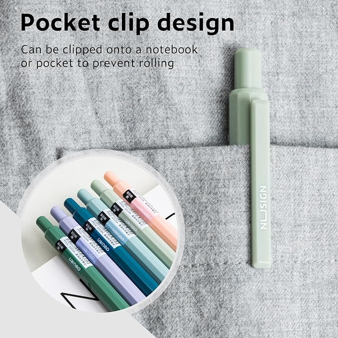 NUSIGN Gel Pens, 6 Pcs 0.5mm Black Ink Pens Fine Point Smooth Writing Pens, High-End Pens for Journaling Note Taking, Cute Office School Supplies Gifts for Adults