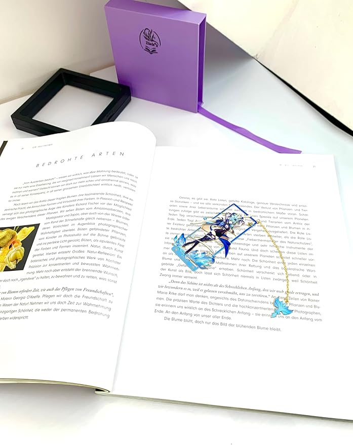Genshin Impact EULA Metal Bookmark - Anime Figure Merch with 3D Display Box - Birthday Gifts for Fans Friends Gamer Book Lovers - Zllada