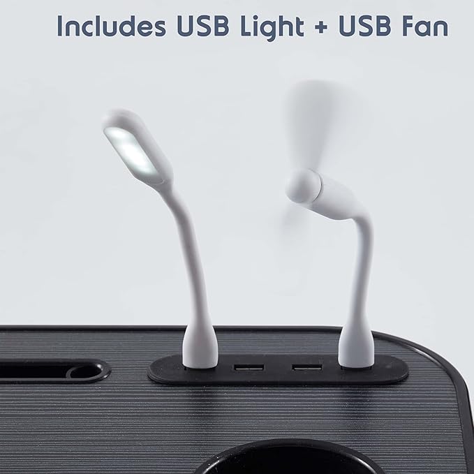 Nestl Lap Desk for Laptop - Foldable Laptop Desk for Bed and Couch, Portable and Lightweight Laptop Stand for Bed Breakfast, Working, Reading, and Writing, Lap Table with USB Ports, Large Laptop Tray