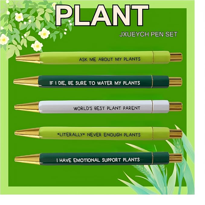 Jxueych Funny Pens 5-Count, Black Ink,Medium Nib 1.0mm, Funny Office Gifts for Coworkers, Personalized Pens Vibrant Funny Quotes Swear Word Daily Pen Set (S)