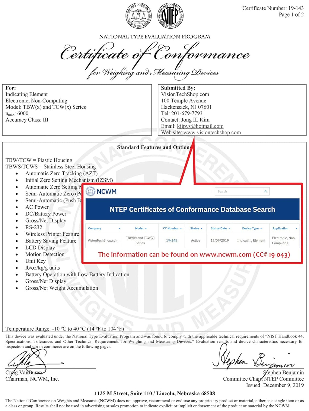VisionTechShop TBWS-200 Washdown Stainless Steel Bench Scale, Lb/Kg/Oz Switchable, 200lb Capacity, 0.05lb Readability, NTEP Legal for Trade