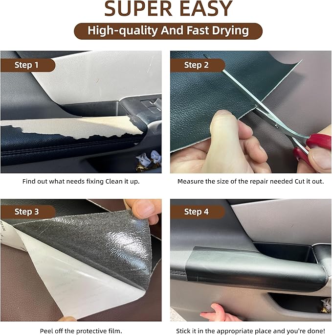 CHEIGHY Leather Repair Kit Self Adhesive Leather Repair Patch for Furniture 15.7X78.7 inch Vinyl Repair Kit for Couches Car Seats Sofa Office Chair Belt Jackets (Coffee)