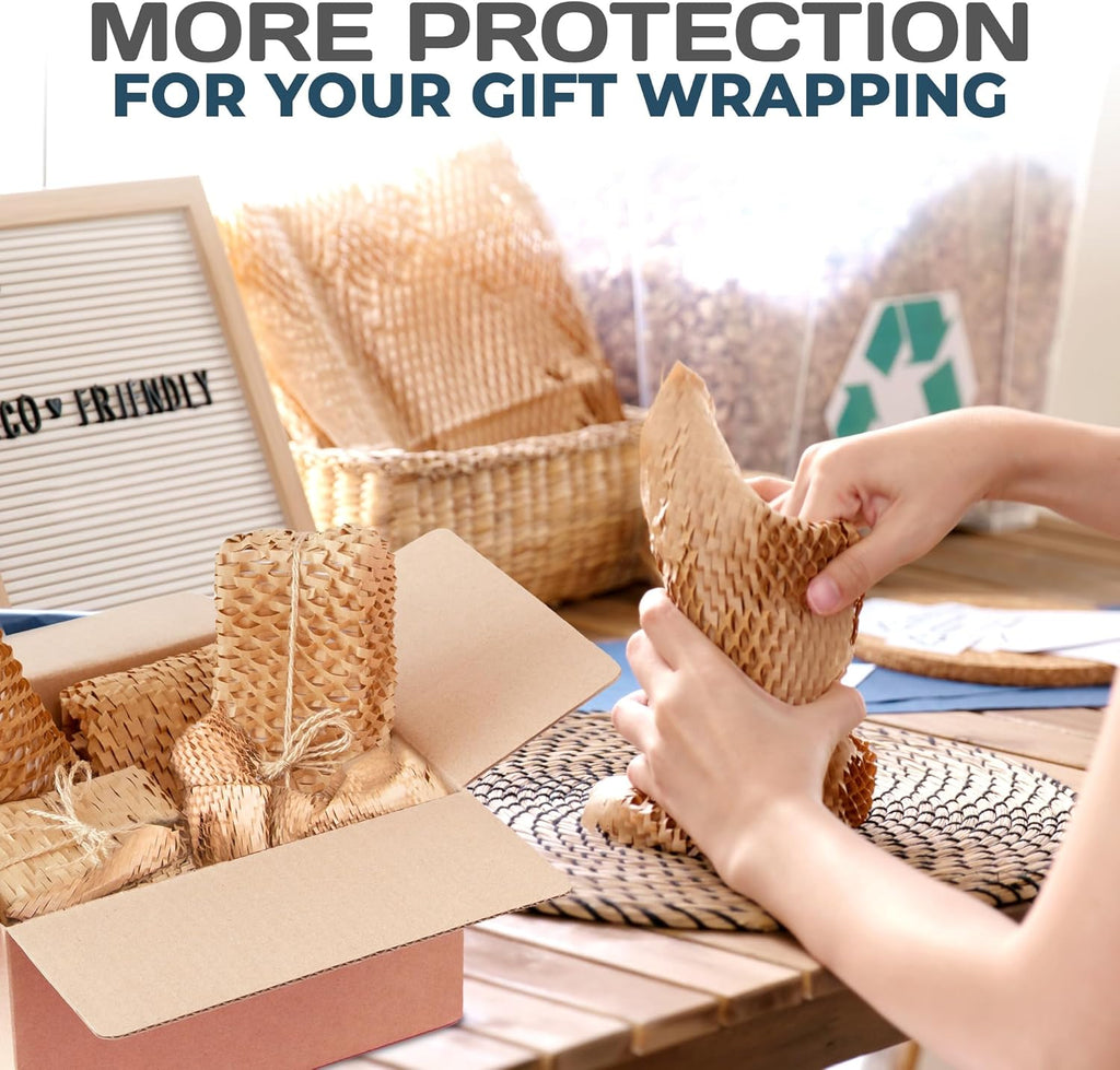 HexaFil Honeycomb Packing Paper - Eco-Friendly, Sustainable Filler for Shipping and Moving, Cushioned Packing Material in Dispenser Box, Alternative to Bubble Wrap - Natural, 12" x 1700'