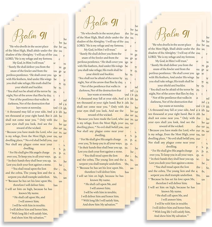 Bible Verse Psalm 91 Christian Bookmarks, Christian Bookmark, Page Marker Divider, Christian Gifts for Men Woman Father Mother Faith Hope Encouragement (Pack of 12)