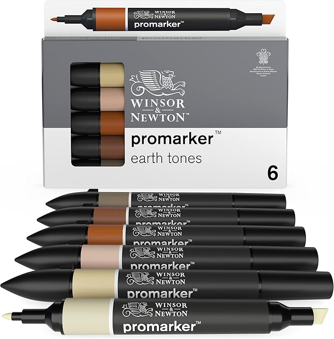 Winsor & Newton ProMarker Set, 6 Count, Earth Tones