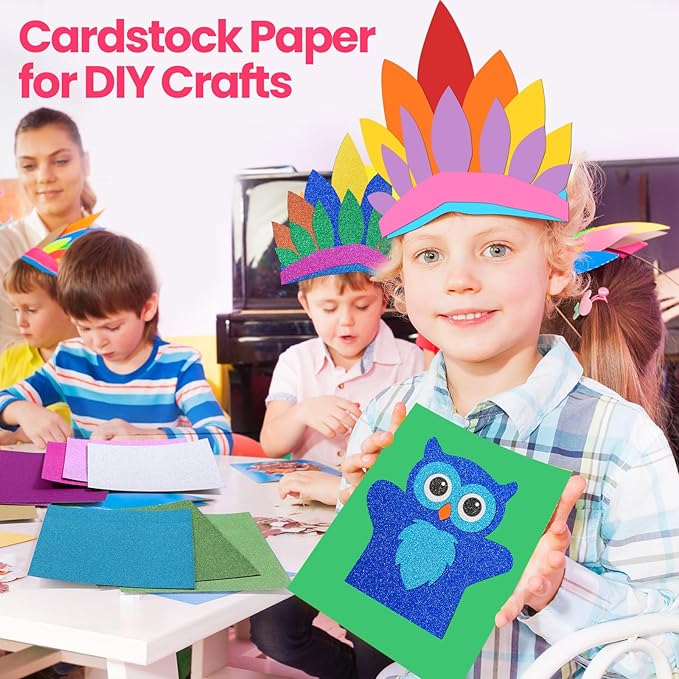 Zhanmai 240 Pcs Cardstock Paper 8.5 x 11 Inch Colored and Glitter Cardstock 250 Gsm Assorted Card Stock for DIY Scrapbooking Card Making Art for Birthday Wedding Party Craft Decoration