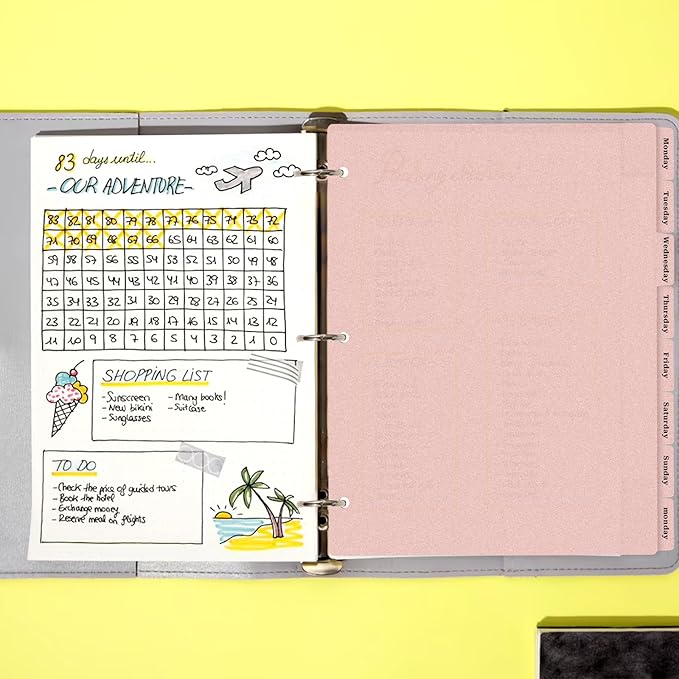 3 Ring Pink Binder Dividers with 8-Tabs, A4 Pink Binder Dividers, Sturdy Plastic Dividers, Aesthetic Dividers for Binder, Suitable for Notebooks and Binders, Tabs for Binder, 3 Hole Punch (Pink,A4)