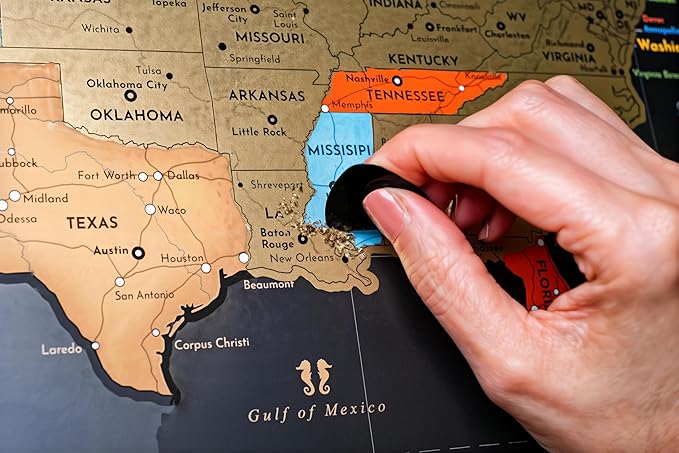 Two Scratch-Off Maps: World Map 17x24" + USA Map - Deluxe Travel Posters - Colorful Countries, US States, and Flags - Easy Scratch-Off Maps with Accessories for Travel Lovers - Name Tag Gift Box