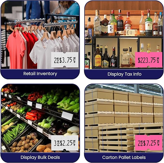 Perco Lite 1 Line Price Gun with Labels Kit - Includes 3 White Rolls, 3 Fluorescent Pink Rolls, 2 Ink Rollers, 1 Ink roll and Labels Pre-Loaded